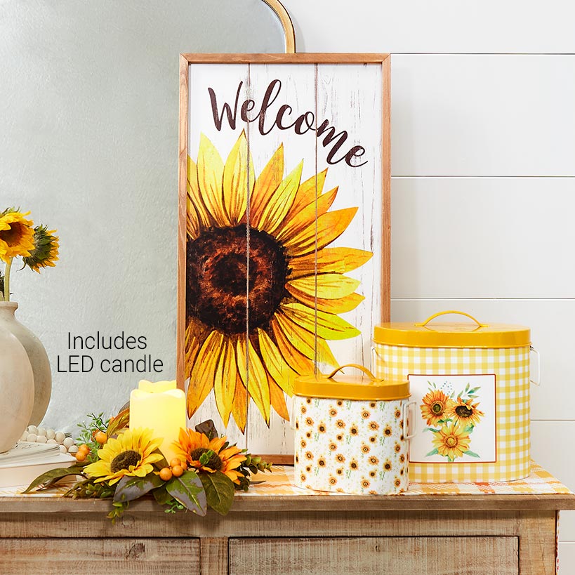 Sunflower LED Candle with Sunflower Ring