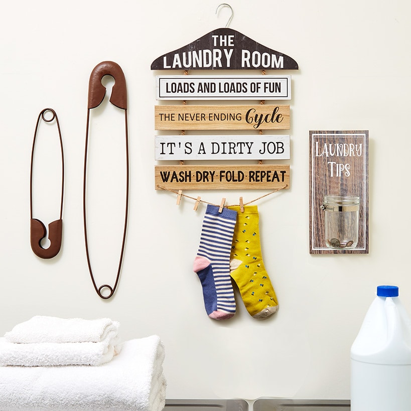 Laundry Room Humorous Wall Décor - Tip Jar, Sign, or Safety Pins