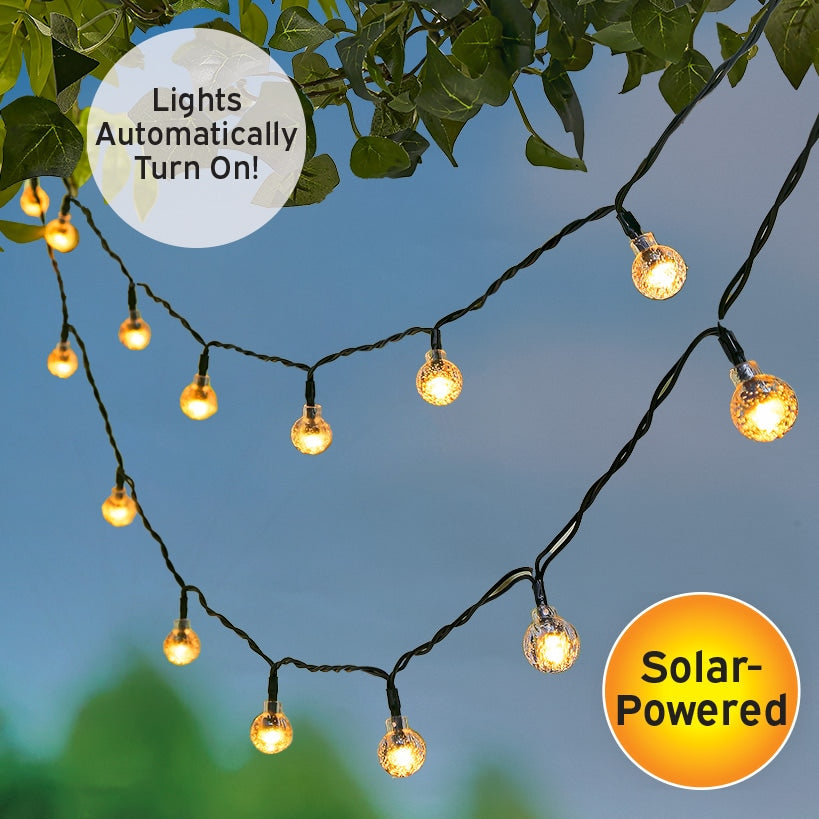String Lights Globe Shape Solar With Crackle Effect