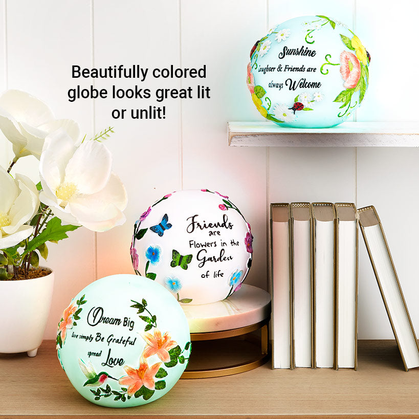 Lighted Ball Décor With Sentiment - Dream Big, Friends, or Sunshine