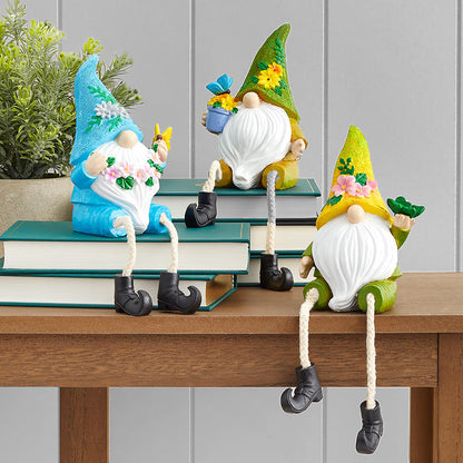 Gnome Shelf Sitter With Flower Seasonal Decor