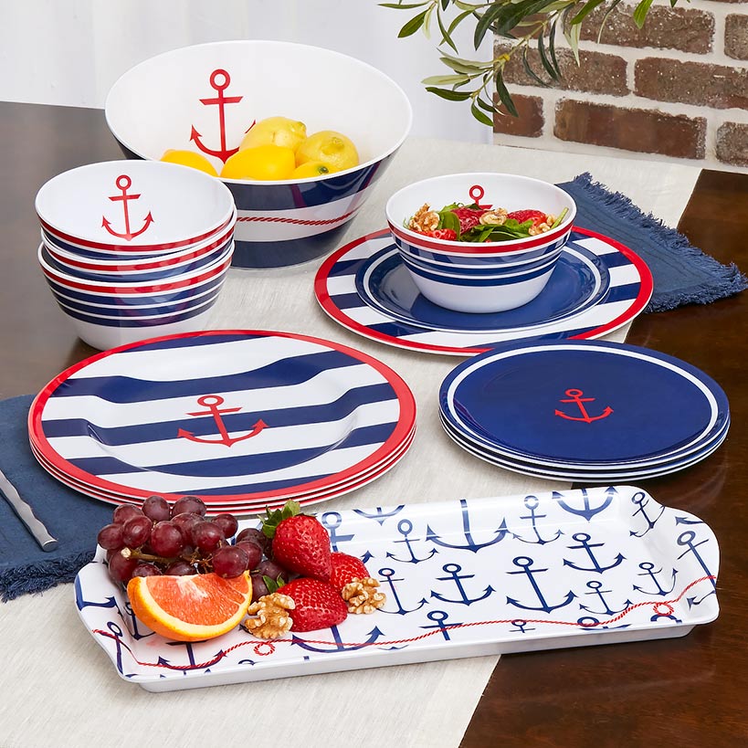 Lake Melamine Dinnerware Platter or Set of 4 Plates or Bowls