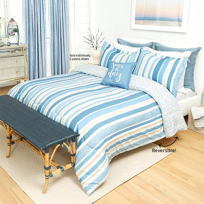 Coastal Stripe Full/Queen or King Comforter Set, Decorative Pillow