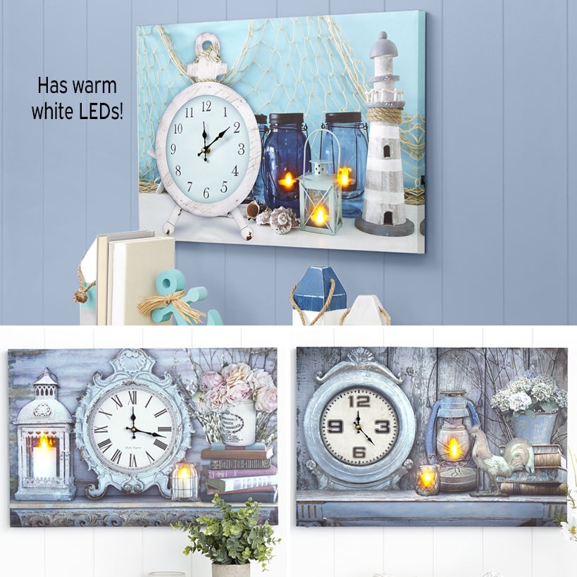 Themed Lighted Clock Wall Art