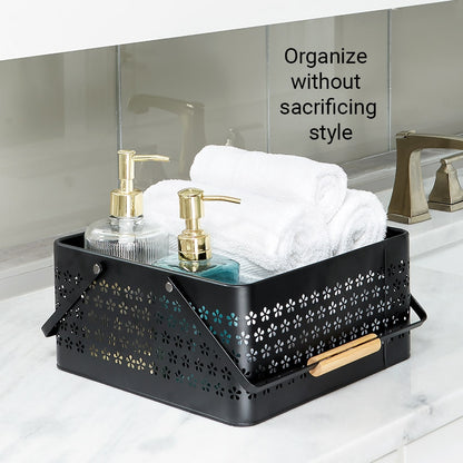 Metal Storage Organizer Caddy with Handles