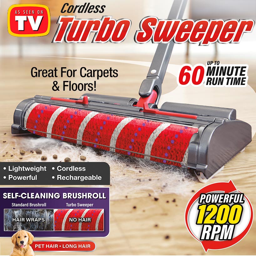 Turbo Sweeper Powerful Cordless And Self-Cleaning For Floors And Carpets