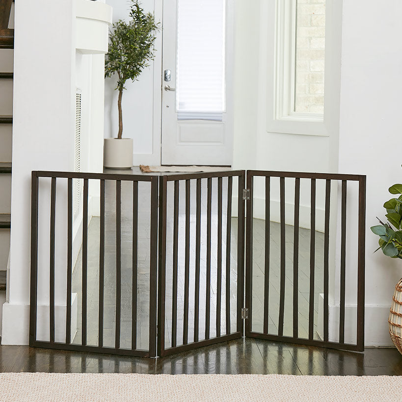 Folding 3 Panel Dog Gate - Indoor, Slim, Safe, Efficient for Doorways