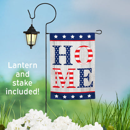 Americana Flag with Solar Lighted Flag Stake Set