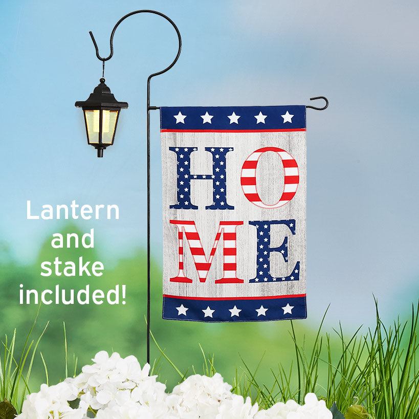 Americana Flag with Solar Lighted Flag Stake Set