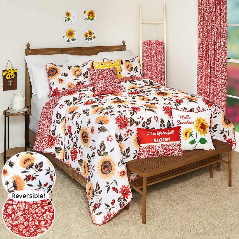Jacobean Sunflower Full/Queen or King Quilt or Decorative Pillow