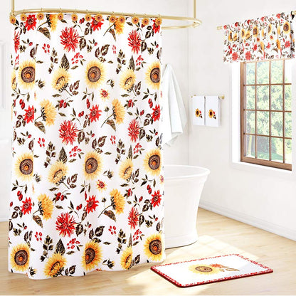 Jacobean Sunflower Shower Curtain, Bath Rug, Hand Towels, or Hooks