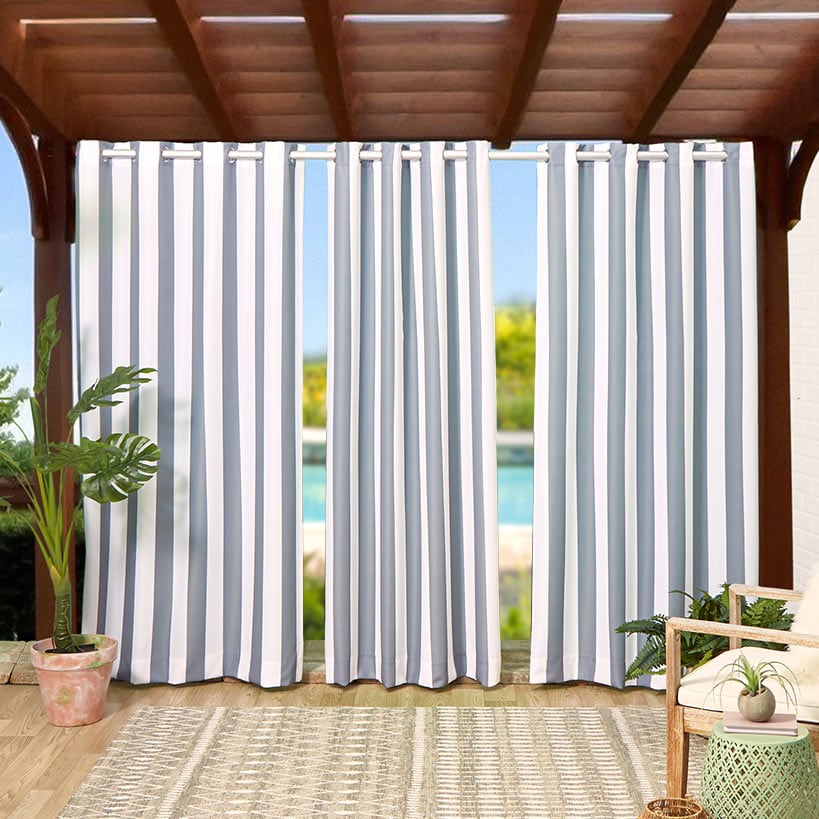 Outdoor Cabana Stripe Window Panel with Grommets