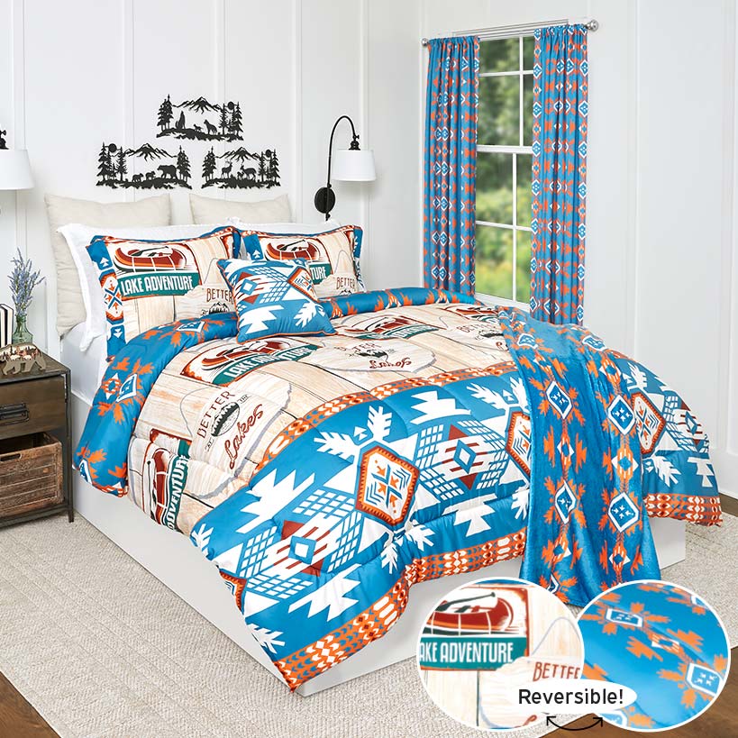 Lake Adventure Full/Queen or King Comforter Set or Decorative Pillow