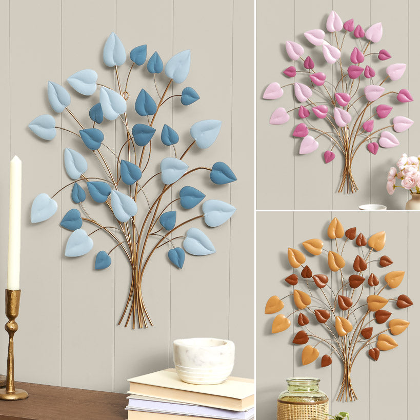 Decorative Metal Wall Tree Décor - Blue/Green, Copper, or Mauve