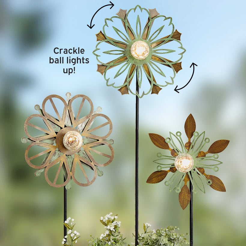 Solar-Powered Wind Spinner – Multi-Color Copper and Blue for Gardens