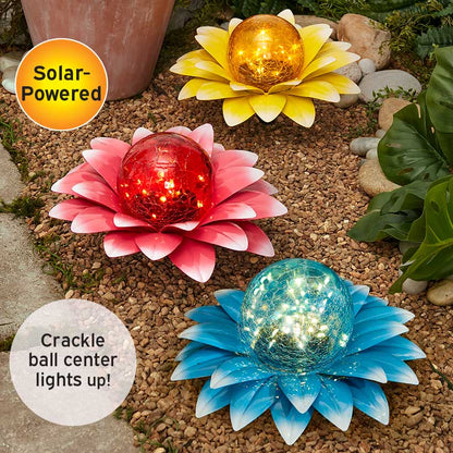 Solar Gazing Ball Blooming Flowers