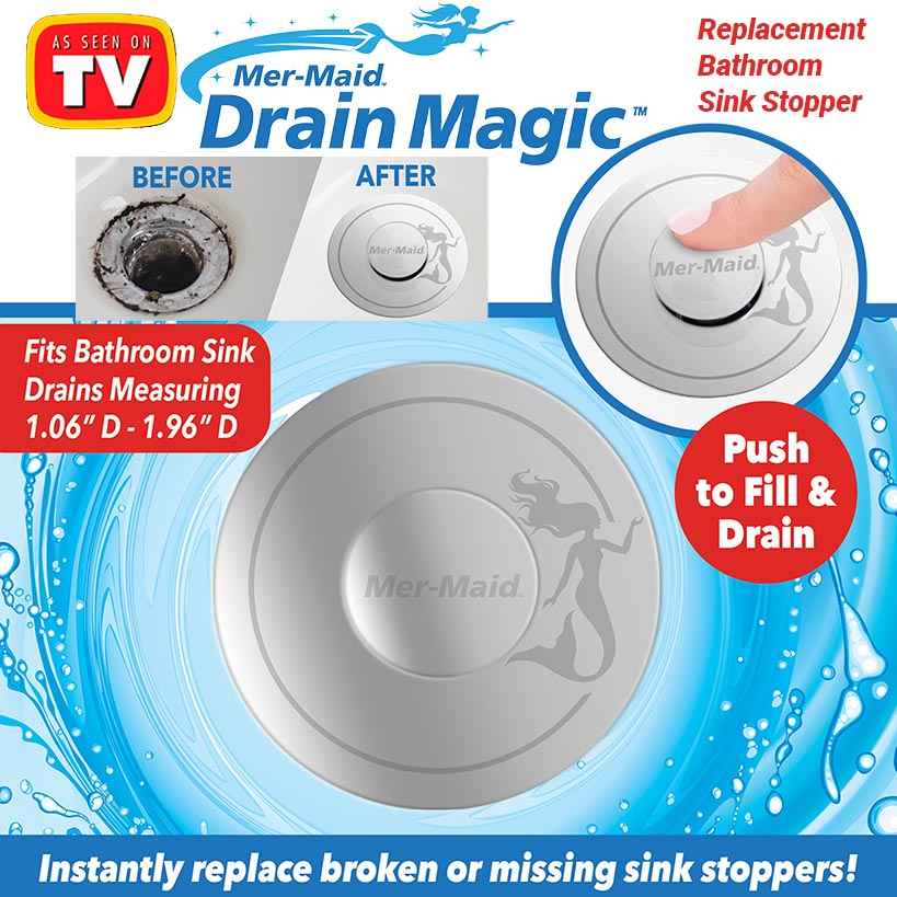 Mer-Maid™ Drain Magic™ Replace Broken Or Missing Bathroom Sink Stopper