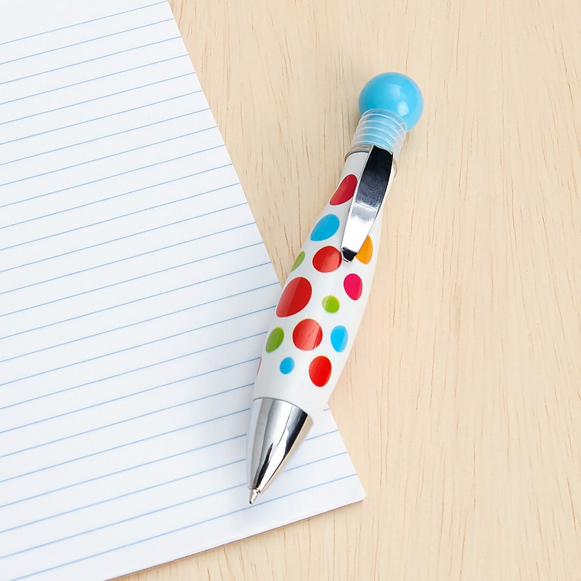 Novelty Pen with Polka Dot Design Blue Ink