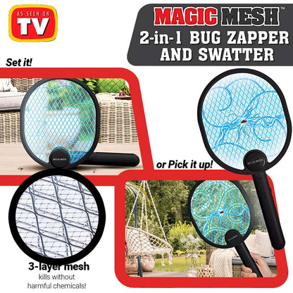 Magic Mesh™ 2-in-1 Bug Zapper And Swatter - Rechargeable and Foldable