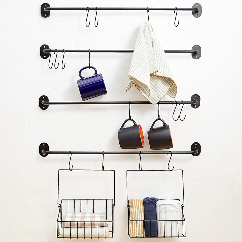 Wall-Mounted 4-Tier Coffee Mug Rack with Baskets