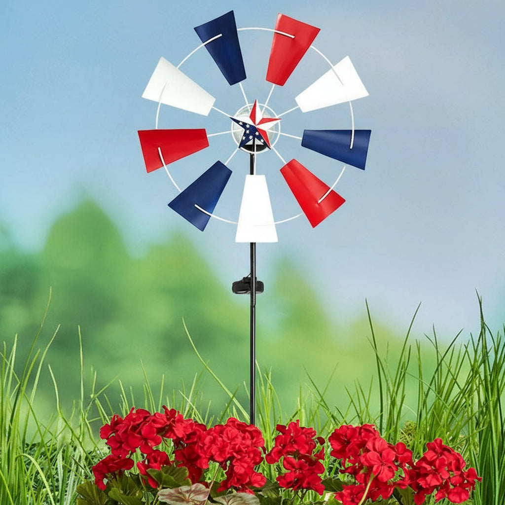 Americana Solar Country Windmill Windspinner Stake