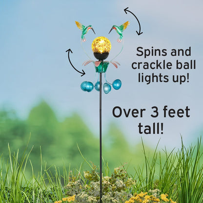 Solar Hummingbird Duo Spinning Garden Stake