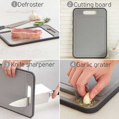 Multiuse Kitchen Cutting Board - Defroster, Grater, Knife Sharpener