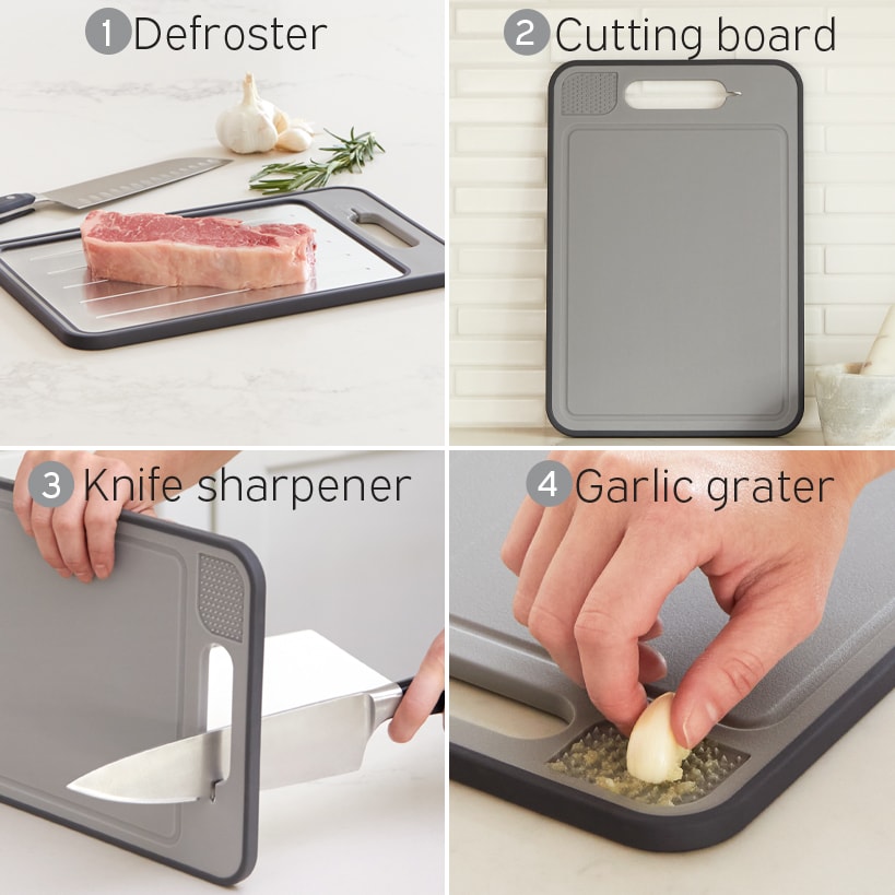 Multiuse Kitchen Cutting Board - Defroster, Grater, Knife Sharpener