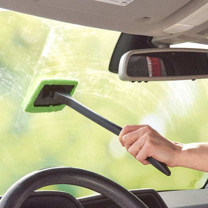 Windshield Cleaning Tool Wand With Microfiber Pad Ergonomic Handle