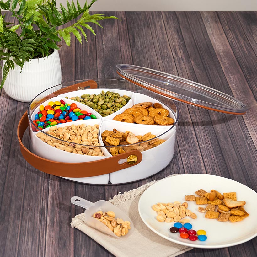 Portable Divided Snackle Box Tray and Scoop