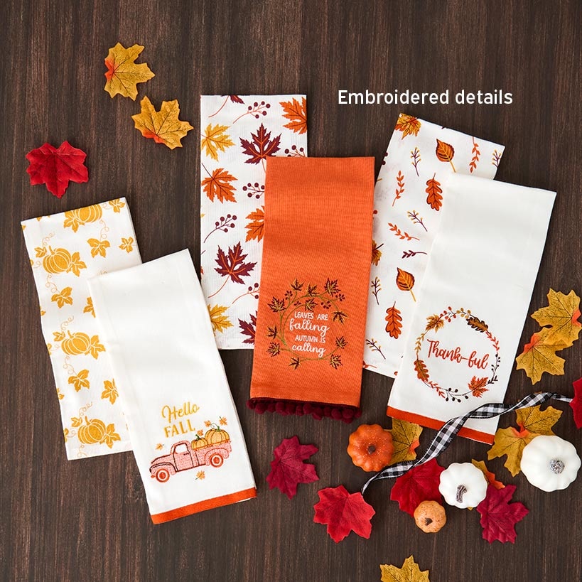 Thankful Harvest Embroidered Set of 2 Kitchen Towels