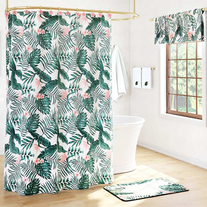 Palm Floral Shower Curtain, Bath Rug, Hand Towels, Valance, or Hooks