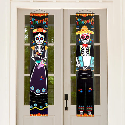 Set of 2 Day of the Dead Door Porch Banners