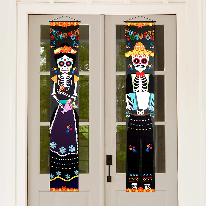 Set of 2 Day of the Dead Door Porch Banners