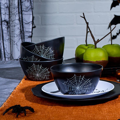 Set of 4 Halloween Cobweb Salad Bowls