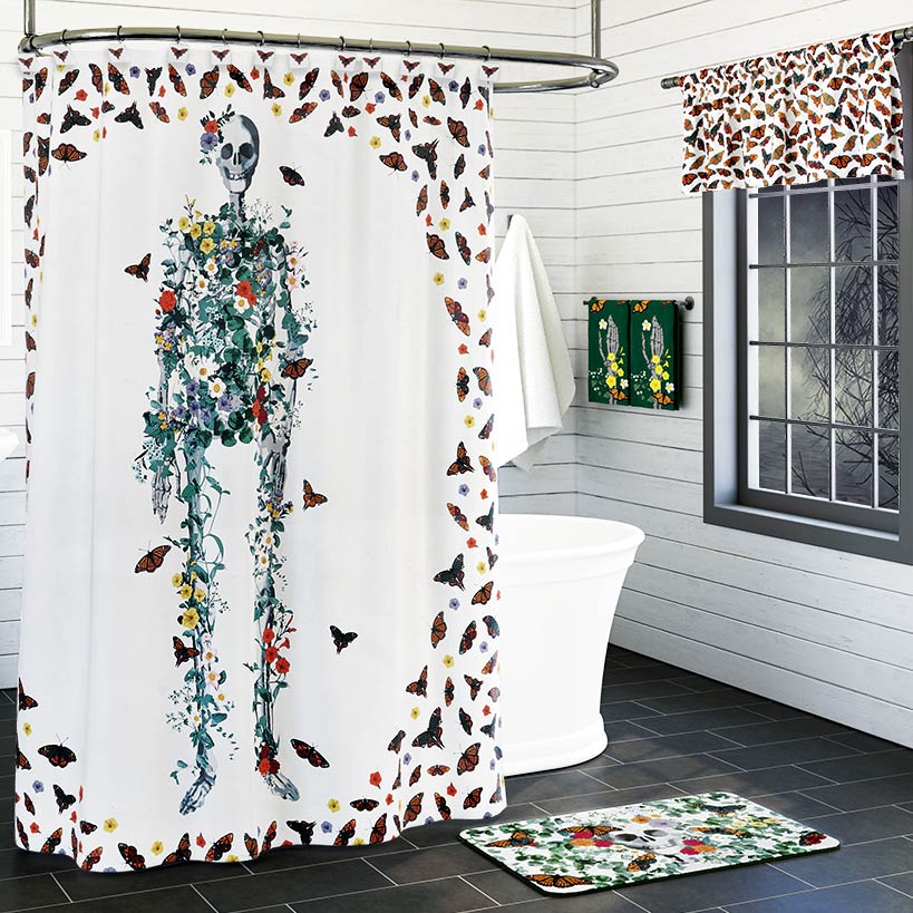 Skeleton with Butterflies Valance or Hooks