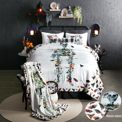 Skeleton with Butterflies Comforter Set
