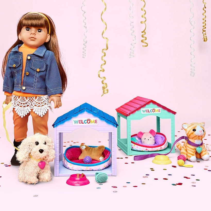 Pet House Play Set For 18" Doll Cat Or Dog