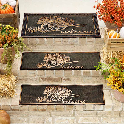 Welcome Garden Wagon Rubber Doormat or Set of 2 Rubber Stair Treads
