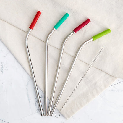 Reuseable Metal Drinking Straws with Brush