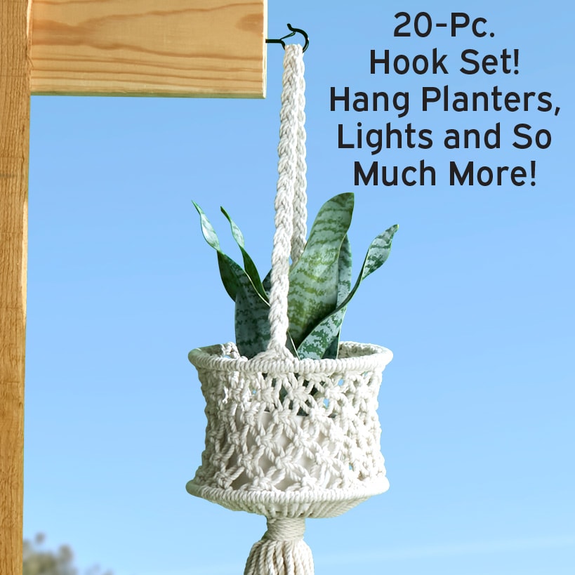 Outdoor Screw-In Q-Hanger Hooks for String Lights and Hanging Baskets
