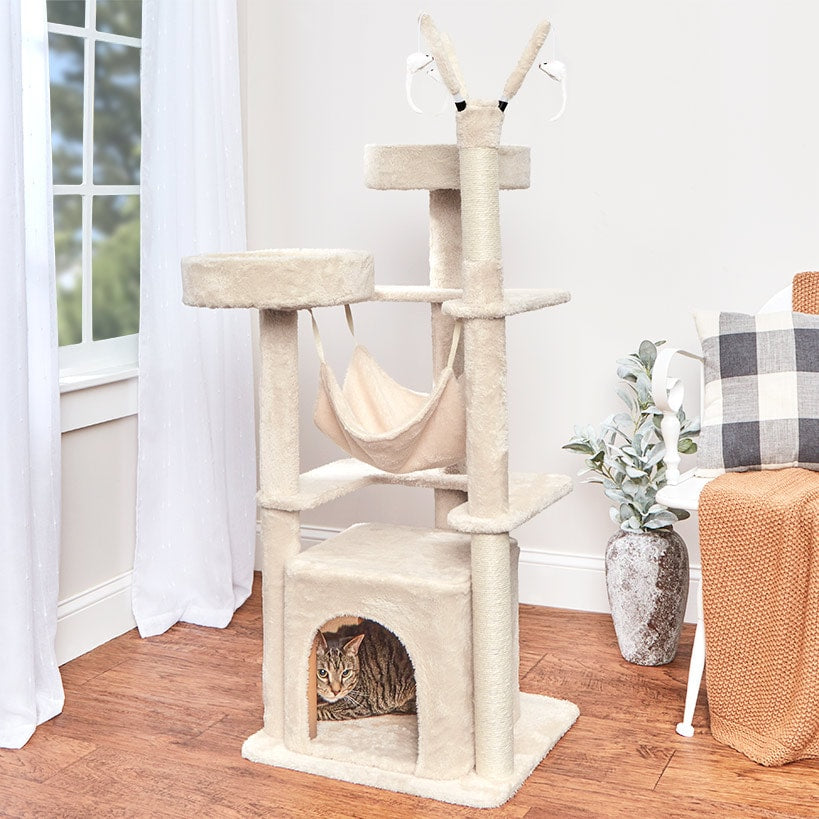 Cat Indoor Multifunction Play Tree With Perches Hammock Sisal Posts