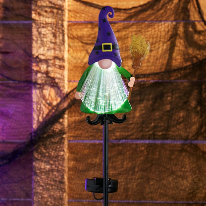 Fiber Optic Halloween Witch Gnome Garden Stake