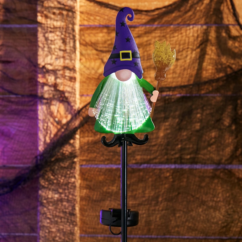 Fiber Optic Halloween Witch Gnome Garden Stake