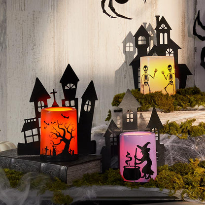 6-Pc. Haunted Village with Colorful LED Candles