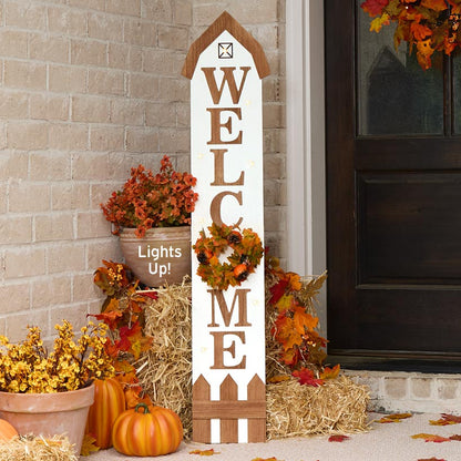 Lighted Harvest Welcome Porch Leaner
