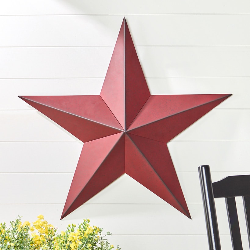 Star Metal Wall Decor Dimensional Red