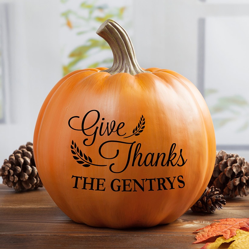 Personalized Thanksgiving Give Thanks Pumpkin