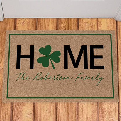 Personalized St. Patrick's Shamrock Home Doormat