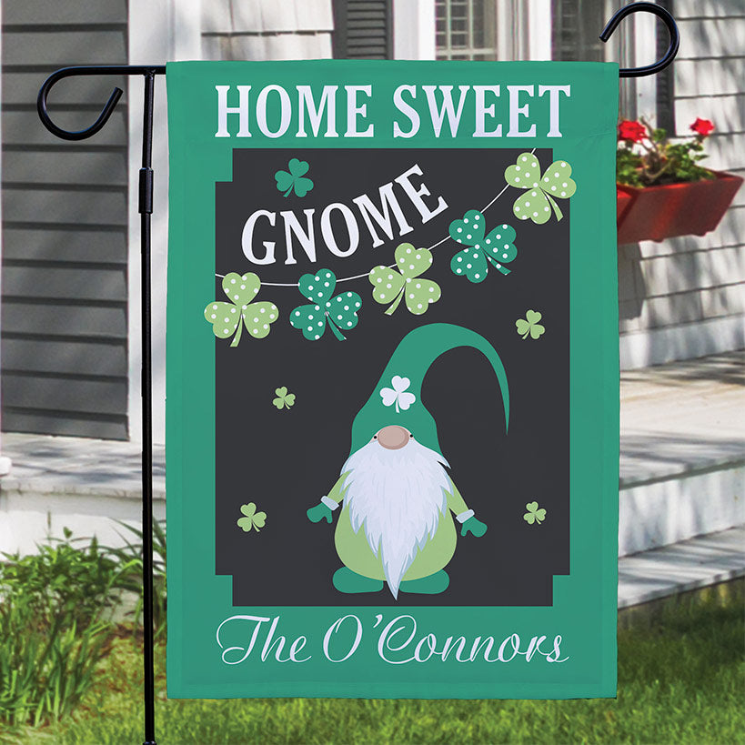 Personalized St. Patrick's Day Gnome Double-Sided Garden Flag